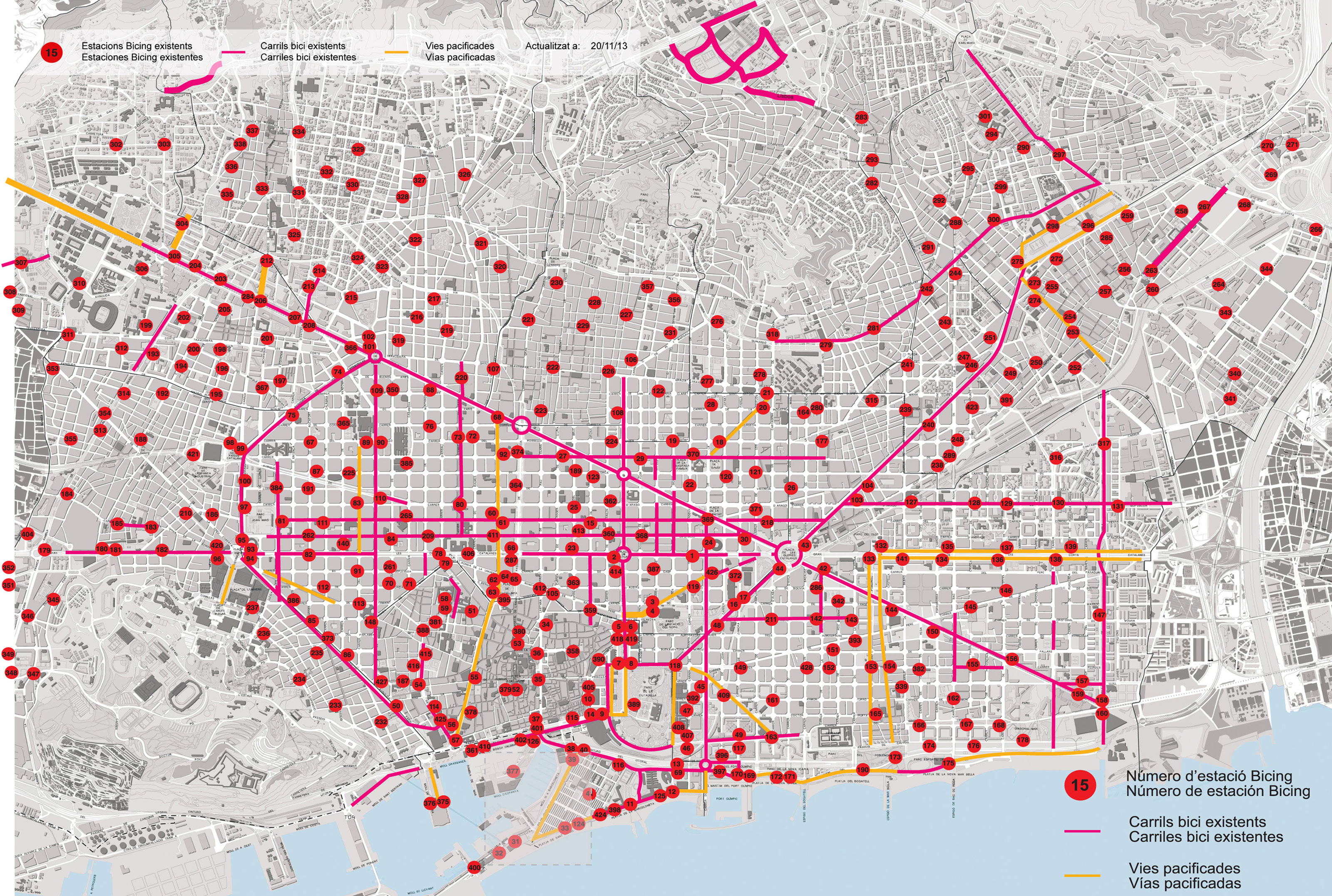 Karte Und Plan Die Radwege Und Stationen Von Barcelona