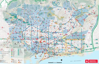 Fahrradkarte die radwege und radrouten von Barcelona
